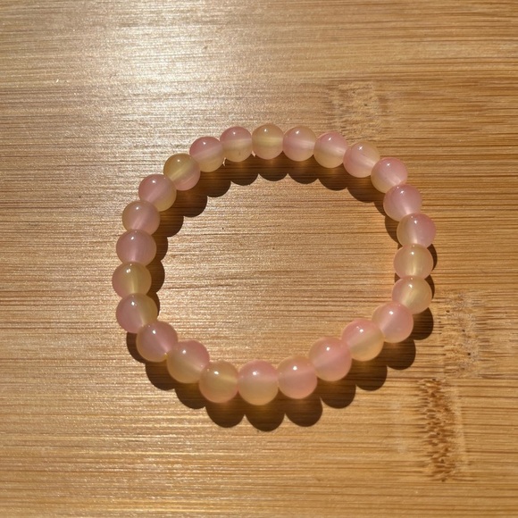 Elegant Pink and Yellow Bohemian Style 8mm Beaded Bracelet Unisex - Picture 9 of 10